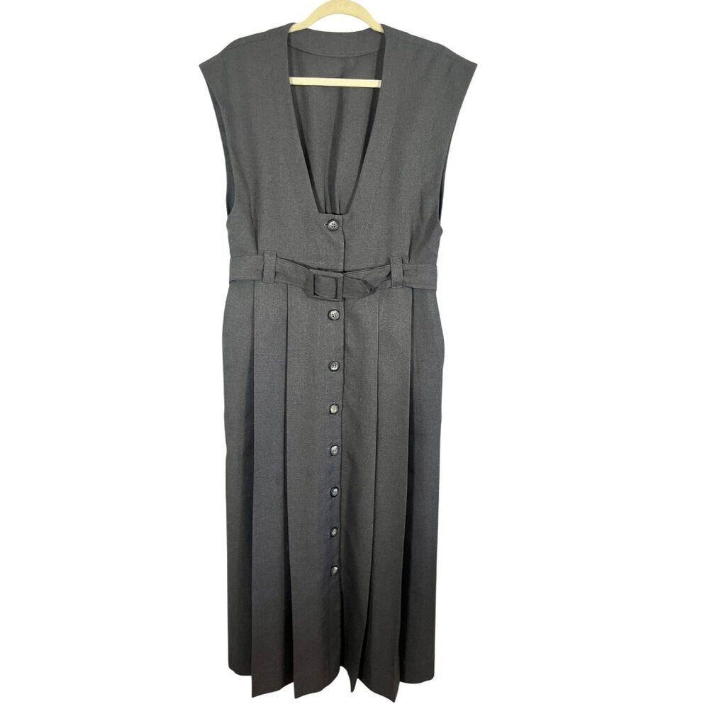 Handmade Retro Dress Gray M Neutral Minimalist Work Wear Preppy Classic Chic 80s